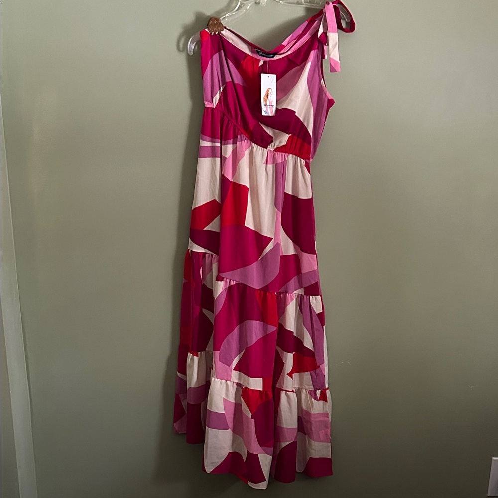 NWT PrettyGarden Peony Days One Shoulder Maxi Dress Size S